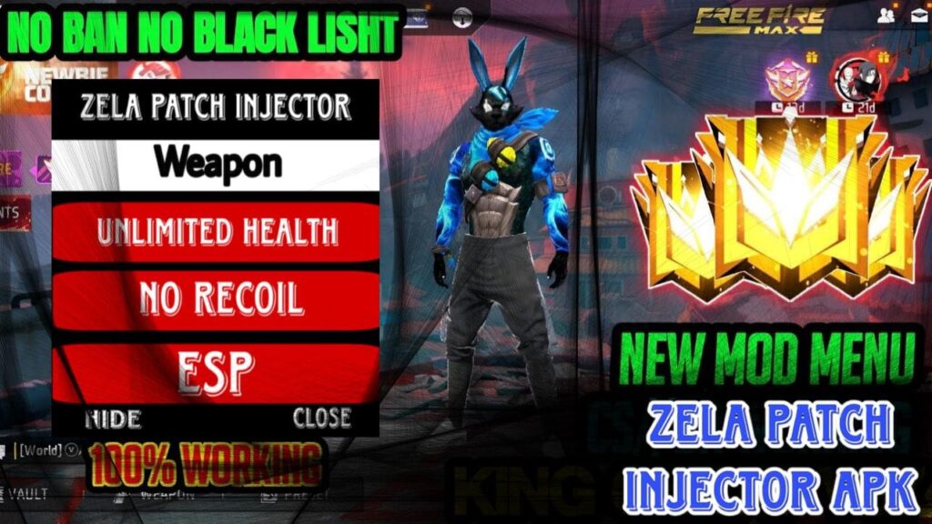 Zela Patcher Injector APK V59.6 Free Fire – Latest version download with premium skins, aimbot, and anti-ban features.